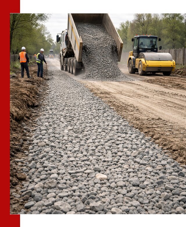 Доставка щебня для отсыпки дорог в Дзержинске высокого качества