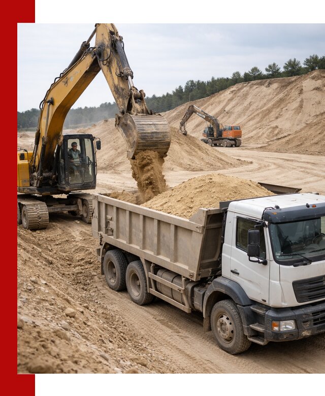 Доставка карьерного песка с самосвалами и разгрузкой в Дзержинске