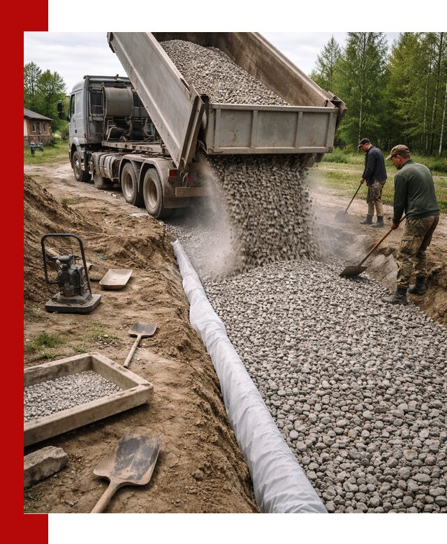 Гравий для дренажа с доставкой в Дзержинске качественный и недорогой