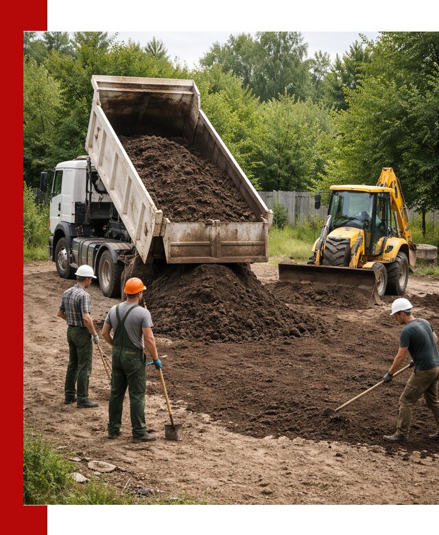 Доставка и укладка грунта для выравнивания участка в Дзержинске