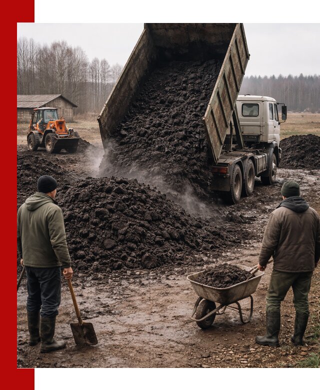 Доставка низинного торфа с разгрузкой и доставкой в Дзержинске