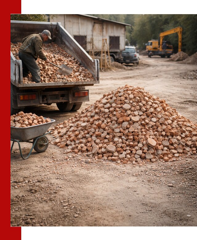 Доставка и подушка из боя кирпича с разгрузкой в Дзержинске